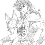  dragon_ball isedaichi_ken long_hair male monochrome puar scarf sketch yamcha 