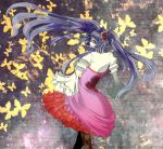  blood blue_eyes blue_hair butterfly dress furudo_erika hair_ornament looking_back pantyhose twintails umineko_no_naku_koro_ni 