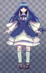  blue_hair bow dress european_clothes frederica_bernkastel kneehighs long_hair mary_janes tail umineko_no_naku_koro_ni violet_eyes 