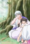  couple inuyasha rin_(inuyasha) sesshoumaru sleeping tagme tree 