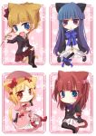  animal_ears beatrice blonde_hair blue_eyes blue_hair bow chibi cute dress frederica_bernkastel lambdadelta pipe red_eyes redhead sitting skirt smile tail umineko_no_naku_koro_ni ushiromiya_ange violet_eyes 