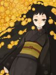  dandelion flower japanese_clothes kimono kumiko_(ninny) long_hair solo 
