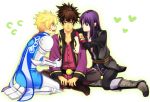  armor black_eyes black_hair blonde_hair blue_eyes bracelet flynn_scifo green_eyes jewelry kari_(hotaru_kago) long_hair male multiple_boys ponytail raven tales_of_(series) tales_of_vesperia yuri_lowell 