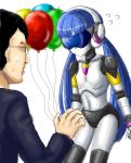  balloon blue_hair headphones original robot shosaki 
