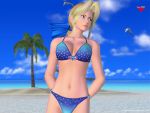  3d beach bikini blonde_hair blue_eyes blue_ribbon dead_or_alive hair_ribbon helena_douglas long_hair ribbon swimsuit 
