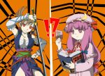  all-out_attack captain_silver orange_background parody patchouli_knowledge persona persona_4 romancing_saga_minstrel_song saga touhou 
