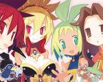  4girls blonde_hair breasts castille crossover disgaea etna green_eyes harada_takehito hell_kitty jewelry marona necklace nippon_ichi official_art phantom_brave pointy_ears prinny putty red_eyes rozalin smile tink tongue 