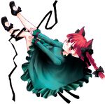  bow braid cat_ears cat_tail hair_ribbon highres kaenbyou_rin mousouchiku multiple_tails pointy_ears red_eyes red_hair redhead ribbon short_hair smile solo tail touhou transparent_background twin_braids twintails 
