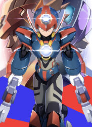  3boys absurdres armor axl_(mega_man) axl_bullets black_armor brown_hair chest_jewel closed_mouth commentary_request cross_scar evil_smile finger_on_trigger forehead_jewel from_side gloves green_eyes gun helmet highres holding holding_gun holding_weapon looking_at_viewer lumine_(mega_man) mega_man_(series) mega_man_x_(series) multiple_boys purple_hair red_(mega_man_x) red_helmet scar serious smile spiky_hair weapon white_gloves zelitto 