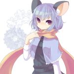  1girl animal_ears capelet grey_hair koza long_sleeves mouse_ears nazrin red_eyes scarf short_hair simple_background solo touhou 