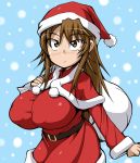  brown_eyes brown_hair christmas hat long_hair mole nyan_koi santa_costume santa_hat sumiyoshi_kanako tsucky 