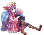  book boots hat highres koke_(moromiso) long_hair patchouli_knowledge purple_eyes purple_hair solo thighhighs touhou transparent_background violet_eyes 