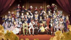  3others 6+boys 6+girls ambiguous_gender androgynous animal_ears armband ascot asmodeus_(umineko) bald beatrice_(umineko) beelzebub_(umineko) belphegor_(umineko) bikini black_bikini black_choker black_dress black_eyes black_hair black_hat black_jacket black_pants blonde_hair blue_eyes blue_hair blue_jacket blunt_bangs boots bow bowtie brown_hair bug butler cape capelet chiester00 chiester410 chiester45 chiester556 chiester_sisters choker closed_eyes commentary_request cornelia_(umineko) demon dlanor_a._knox dress eva_beatrice everyone expressionless facial_hair family flower fly formal_clothes frederica_bernkastel frilled_dress frilled_sleeves frills furfur furudo_erika gaap_(umineko) gem gertrude_(umineko) glasses gouda_toshirou green_gem green_hair hair_bobbles hair_bun hair_ornament hand_on_another's_shoulder hat highres holding holding_smoking_pipe jacket jewelry kanon_(umineko) kumasawa_chiyo lambdadelta leviathan_(umineko) lolita_fashion looking_at_another looking_at_viewer lucifer_(umineko) mammon_(umineko) monocle multicolored_hair multiple_boys multiple_girls multiple_others mustache nanjou_terumasa necklace necktie old old_man old_woman orange_eyes pants patch pink_bow pink_dress pink_hair ponytail puffy_sleeves purple_ascot purple_capelet purple_dress purple_hair rabbit_ears reading red_cape red_dress red_eyes red_flower red_hair red_hat red_jacket red_rose red_suit ronoue_genji ronove_(umineko) rose sakutarou_(umineko) satan_(umineko) shannon_(umineko) short_hair sitting skirt smile smoking_pipe standing streaked_hair suit swimsuit talking twintails umineko_no_naku_koro_ni ushiromiya_ange ushiromiya_battler ushiromiya_eva ushiromiya_george ushiromiya_hideyoshi ushiromiya_jessica ushiromiya_kinzou ushiromiya_krauss ushiromiya_kyrie ushiromiya_lion ushiromiya_maria ushiromiya_natsuhi ushiromiya_rosa ushiromiya_rudolf violet_eyes virgilia_(umineko) white_boots white_hair white_skirt white_suit willard_h._wright witch yellow_eyes yellow_necktie yellow_suit yu_de_tou zepar 