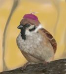 hat kageji mystia_lorelei mystia_lorelei_(bird) realistic sitting sparrow touhou 