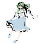 frog green_eyes green_hair hair_ornament highres kochiya_sanae navel plus9 skirt snake touhou transparent_background