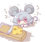  animal_ears cheese chibi grey_hair hanuu_(kemomiku) mouse_ears mouse_tail mousetrap nazrin red_eyes short_hair solo tail touhou 