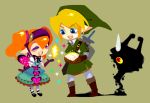  artist_request blue_eyes butterfly dress earrings flat_color gloves gothic hat imp_midna jewelry link midna nintendo no_lineart pointy_ears red_eyes simple_background smile sparkle sweatdrop the_legend_of_zelda tunic twilight_princess twintails 