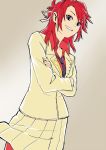  blue_eyes genderswap jacket necktie redhead ribbon skirt smile umineko_no_naku_koro_ni ushiromiya_battler 