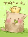  bird blush cat chick clover four-leaf_clover grass no_humans semiame sweat translated 