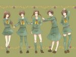  4boys axis_powers_hetalia brown_hair china_(hetalia) crossdressinging green green_legwear hong_kong_(hetalia) japan_(hetalia) john_(gallon) korea_(hetalia) leggings multiple_boys pantyhose school_uniform taiwan_(hetalia) thigh-highs thighhighs 