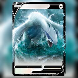  animal_focus arita_mitsuhiro card_(medium) commentary company_name copyright_name copyright_notice english_commentary lugia no_humans official_art open_mouth pokemon pokemon_(creature) pokemon_card pokemon_focus pokemon_tcg solo textless_version third-party_source trading_card v-shaped_eyes water 