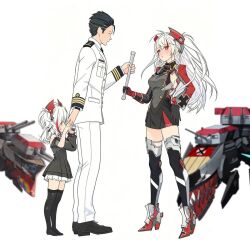 1boy azur_lane commander_(azur_lane) holding_hands little_prinz_eugen_(azur_lane) multiple_girls prinz_eugen_(azur_lane)