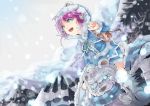  animal_ears annie_hastur backpack bag bear cold fake_animal_ears league_of_legends open_mouth scarf short_hair snow srx61800 tibbers 
