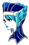  1girl blue_eyes blue_hair blue_rose_(tiger_&amp;_bunny) earrings hat jewelry karina_lyle lipstick punimo short_hair solo superhero tiger_&amp;_bunny 