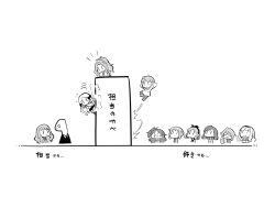  1other 6+girls :3 :d alcohol baba_konomi beer beer_mug blush_stickers bowl braid character_request check_character chibi chopsticks closed_eyes closed_mouth commentary_request cup curled_ends drawstring dress eating flying_sweatdrops food forehead greyscale hair_ribbon hairband handa_roco highres holding holding_bowl holding_chopsticks hood hood_down hoodie idolmaster idolmaster_million_live! long_hair makabe_mizuki miyao_miya monochrome mug multiple_girls necktie nikaido_chizuru noodles notice_lines ogami_tamaki one_side_up p-head_producer pants pants_under_dress pantyhose parted_bangs ponytail producer_(idolmaster) ramen ribbon shijou_takane shirt short_hair simple_background skirt smile suou_momoko thick_eyebrows tokugawa_matsuri translation_request uccow v-shaped_eyebrows very_long_hair white_background |_| 