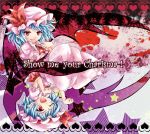  ascot bat_wings blue_hair brooch english fang hat jewelry open_mouth paw_pose pointy_ears red_eyes remilia_scarlet sakimiya_(inschool) short_hair solo touhou wings 