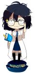  :3 black_hair book faux_figurine glasses labcoat naye nunotaba_shinobu short_hair skirt solo thigh-highs thighhighs to_aru_majutsu_no_index 