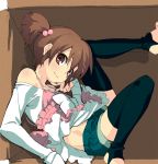  artist_request box brown_eyes brown_hair cardboard_box in_box in_container looking_at_viewer moe_can_change! original return-exe smile solo thigh-highs thighhighs 