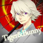  bad_id bloom ivan_karelin japanese_clothes linego male parasol purple_eyes smile solo tiger_&amp;_bunny title_drop umbrella violet_eyes white_hair 