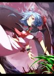  absurdres ascot bangle blue_hair bracelet cape capelet falling highres jewelry letterboxed minagokoro no_hat no_headwear red_eyes remilia_scarlet solo touhou tree wrist_cuffs 