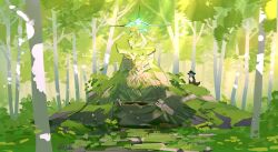  anime_coloring commentary commentary_request concept_art creature fantasy highres immorthis limited_palette moss non-web_source scenery sketch tree 