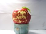  apple apple_inc. carving character_name cup cutout digital_media_player facial_hair food fruit glasses highres ipod leaf male mustache photo pun ringo_no_majutsushi solo steve_jobs 