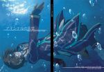  arm_up black_hair boots bubble coat gloves jude_mathis male submerged tales_of_(series) tales_of_xillia title_drop underwater yoh_k 