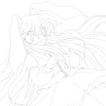  absurdres highres lineart long_hair looking_at_viewer monochrome open_mouth reisen_udongein_inaba smile solid_black_thumbnail solo touhou transparent_background yume_shokunin 