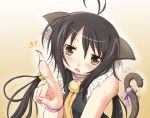  ahoge animal_ears bell blush cat_ear cat_ears cat_tail claws face fangs jingle_bell long_hair open_mouth original pointing sakuraebi_chima solo tail twintails yellow_eyes 