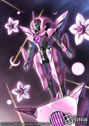  amasaki_yusuke bit_(gundam) commentary_request copyright_logo copyright_name copyright_notice farsia gundam gundam_age gundam_card_game horns logo mecha mobile_suit no_humans official_art pedestal robot science_fiction single_horn solo space 