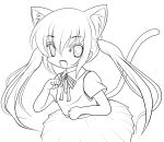  animal_ears cat_ears highres k-on! lineart long_hair monochrome nakano_azusa open_mouth tail transparent_background twintails yume_shokunin 