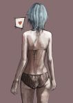  1girl ass blue_hair copyright_request danann from_behind heart standing swimsuit swimwear 