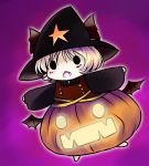  blush jack-o&#039;-lantern jack-o'-lantern kurodani_yamame open_mouth solid_circle_eyes solo touhou yume_shokunin 