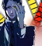  blood d_dat formal hand_on_another&#039;s_face hand_on_own_face heterochromia looking_at_viewer necktie persona persona_4 short_hair suit yellow_eye yellow_eyes 