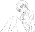  greyscale legs monochrome persona persona_4 satonaka_chie short_hair sketch solo suta_furachina track_jacket white_background 
