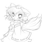  absurdres animal_ears chibi detached_sleeves fang hat highres inubashiri_momiji lineart monochrome solid_black_thumbnail solo tail tokin_hat touhou transparent_background wolf_ears wolf_tail yume_shokunin 