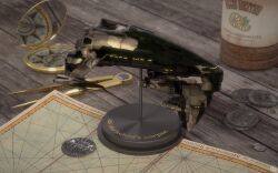  3d advanced_ship_(eve_online) amarr_empire_(eve_online) blender_(medium) coin commentary compass compass_(instrument) cruiser_(eve_online) english_commentary eve_online gimp_(medium) glowing heavy_interdiction_cruiser_(eve_online) highres interdictor_(eve_online) maller_(eve_online) military_vehicle miniature mirror no_humans photorealistic realistic spacecraft table tackler_(eve_online) tech_2_ship_(eve_online) urviech vehicle_focus viziam_(eve_online) 