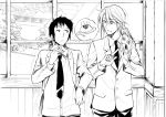  arioku book koizumi_itsuki kyon monochrome multiple_boys necktie school_uniform short_hair suzumiya_haruhi_no_yuuutsu window 