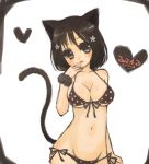  animal_ears bare_shoulders bikini black_hair blush breasts cat_ears cat_tail dated flower front-tie_top hair_flower hair_ornament heart looking_at_viewer miyamae_porin mound_of_venus navel original polka_dot polka_dot_bikini polka_dot_swimsuit short_hair side-tie_bikini solo swimsuit tail wristband 