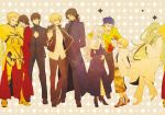  6+boys adult age_progression androgynous armor arms_behind_back barefoot blonde_hair blue_eyes blue_hair boots brown_eyes brown_hair caren_hortensia caren_ortensia cassock child_gilgamesh closed_eyes coat crop_top cross cross_necklace dress dual_persona earrings enkidu_(fate/strange_fake) eyes_closed facial_hair fate/hollow_ataraxia fate/stay_night fate/strange_fake fate/zero fate_(series) formal gilgamesh goatee green_eyes green_hair habit hand_on_hip hawaiian_shirt high_heels hips jacket jewelry kotomine_kirei lancer long_hair male multiple_boys multiple_persona necklace nun pauldrons ponytail priest red_eyes shirt shoes short_hair shorts silver_hair sparkle standing suit tohsaka_tokiomi toosaka_tokiomi trap white_hair xia_(ryugo) yellow_eyes young 